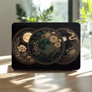 Celestial Moon MacBook Air Case For 13. 13.6 13 inch Air 14 15 16 in M5 M1 M2  Protective Cover 2023 2021 A3186 A2338 Gold Floral Print