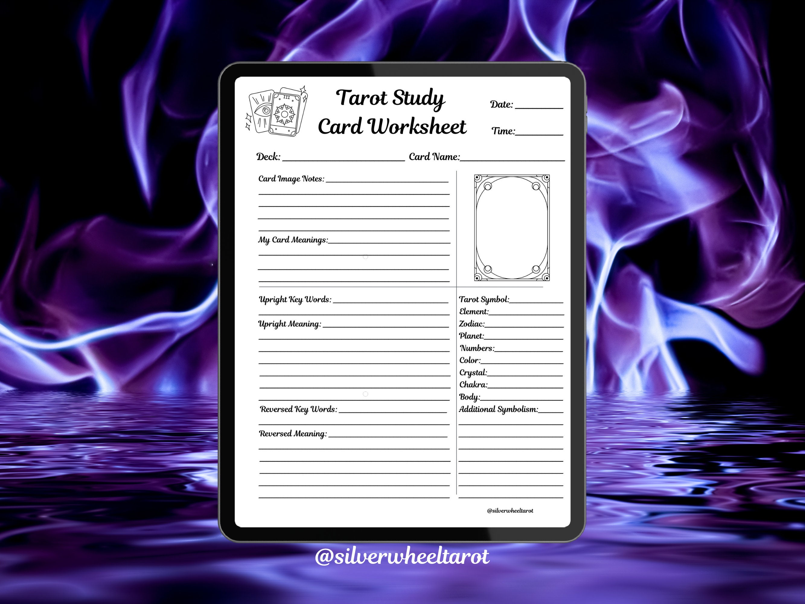 Tarot Card Study Worksheet: Printable Journal Pages (PDF) - Etsy