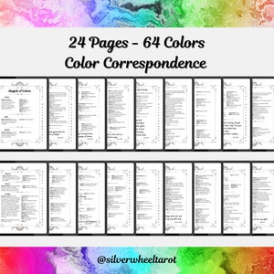 Color Correspondences Grimoire Pages: Witchcraft Magick (PDF Download)
