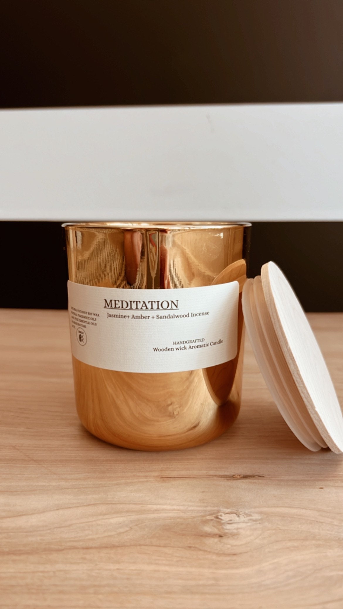 MEDITATION. Natural Virgin Coconut Soy Wax Candle With Pure Essential