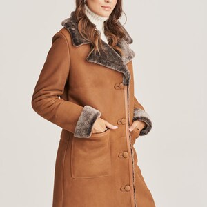 Women’s Sheepskin Coat – Real Shearling Winter Jacket – Long Warm Leather Coat – Handmade in Europe – Elegant Outerwear
