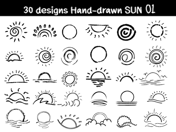 Sun Drawing Hand-drawn Sun Sketch of the Sun Doodle Style - Etsy