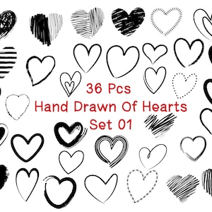 Hand Drawn Hearts Line Art SVG Bundle (Digital Download)
