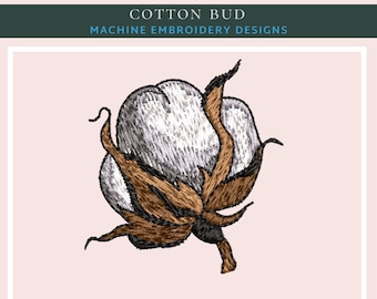 Cotton bud. Cotton blossom. Machine Embroidery Designs. Cotton plant embroidery pattern. Cotton embroidery.