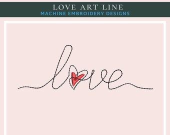 Diseño de bordado con líneas de corazones de amor: San Valentín (descarga instantánea)