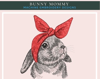 Embroidery bunny in a headband. Bunny mommy. Embroidery bunny.  Embroidery Designs. Machine Embroidery Designs . Instant download.