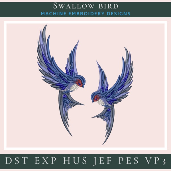 Swallow bird /Machine Embroidery Designs /embroidered Bird swallow / embroidery design for machine / Instant download