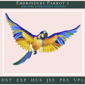 Embroidery Parrot . Machine Embroidery Designs . Colorful flying parrot. Tropical bird. Instant download.