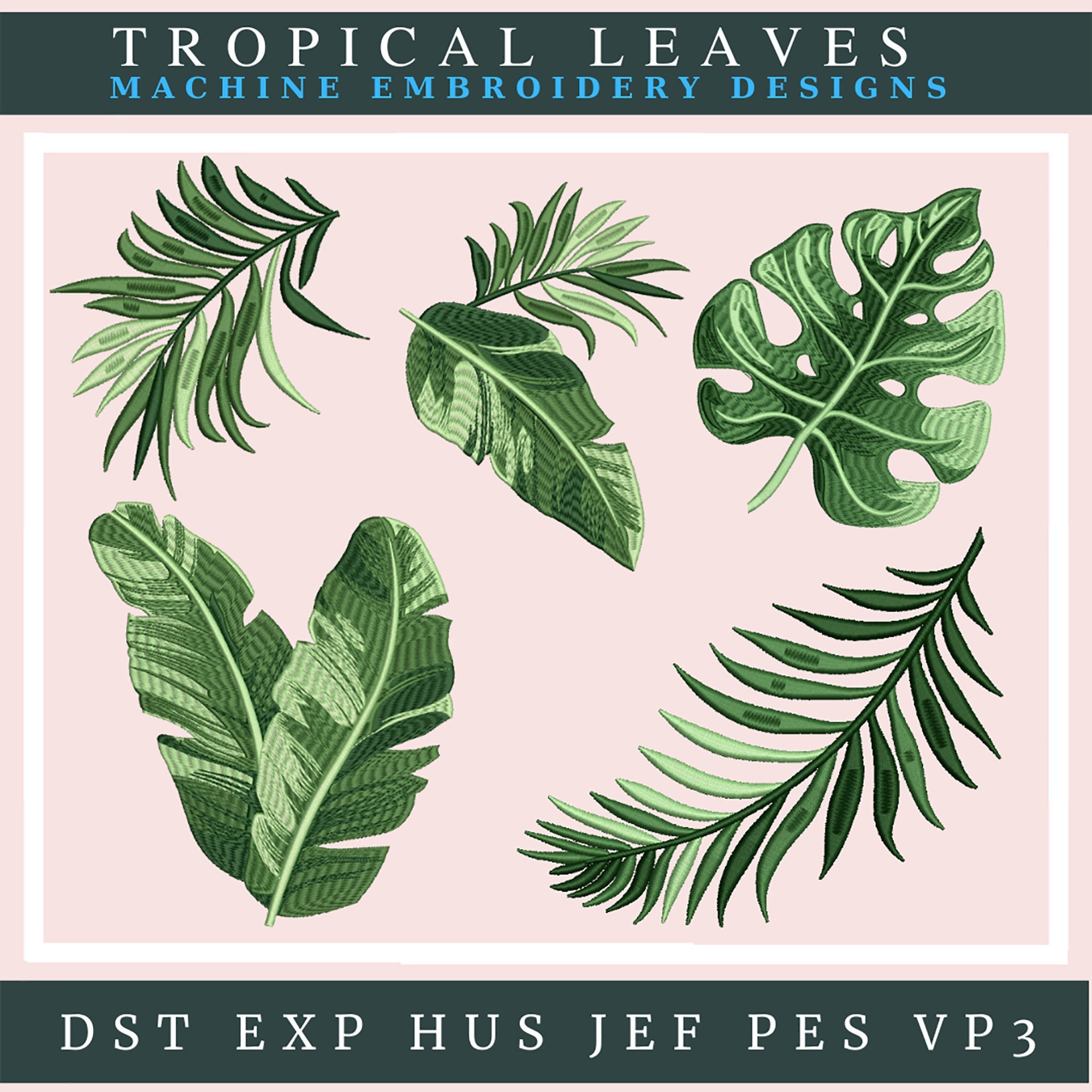 Machine Embroidery Designs . Tropical Leaves . Exotic Leaves . Etsy