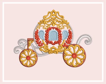 Princess Carriage Embroidery Design: Cinderella Fairy Tale (Instant Download)