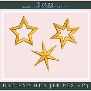 Star Embroidery embroidery Design. Star Machine Embroidery Designs – Set of 3 Stars – Outline Star Files – Instant Download.
