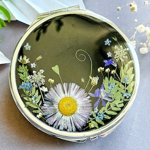 large pill box,7 day pill organizer, real dried flowers pill box, pill organizer, big pill box, sterling pill box