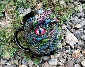 mug polymer clay, mug dragon, green dragon mug, dragon age, house of the dragon, fantasy reader gifts