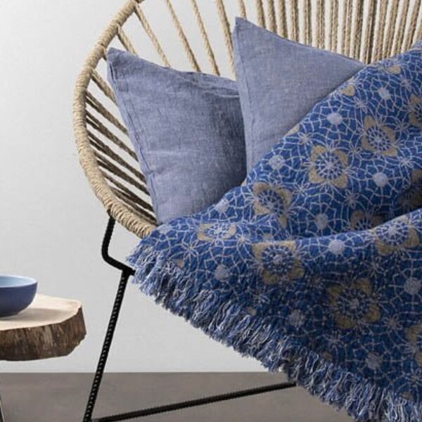 Blue Pattern Throw Blanket Etsy