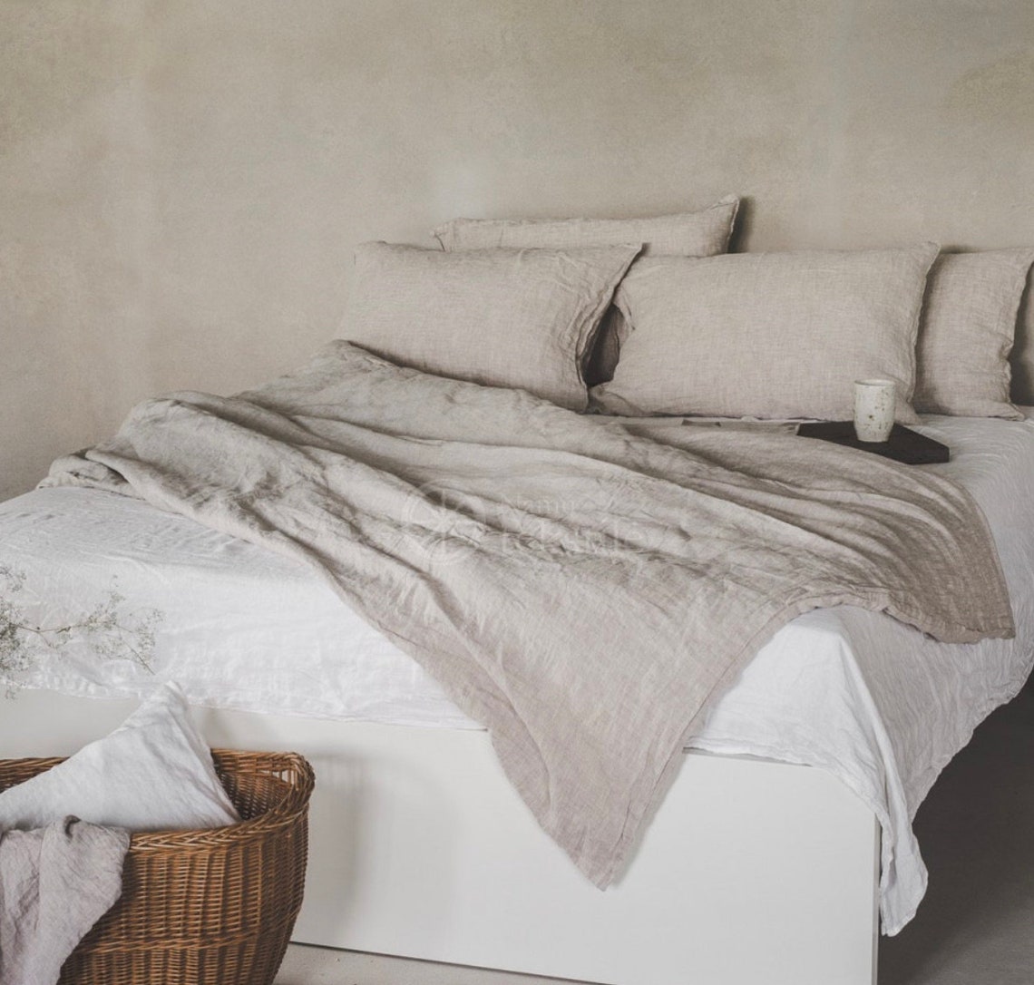 Natural Linen Bed Set Organic Stonewashed Pure Natural Linen - Etsy UK