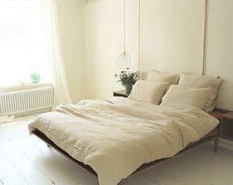 Pure natural ivory color linen bed set organic stonewashed softened linen bed set linen 100% eco linen size 200x200 cm/79x79 in