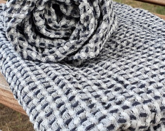 Semi linen bath towels in waffle softened linen beach towels travel towel linen bath sheets flax sauna towel 28 x 55 In/70x140 cm eco gift