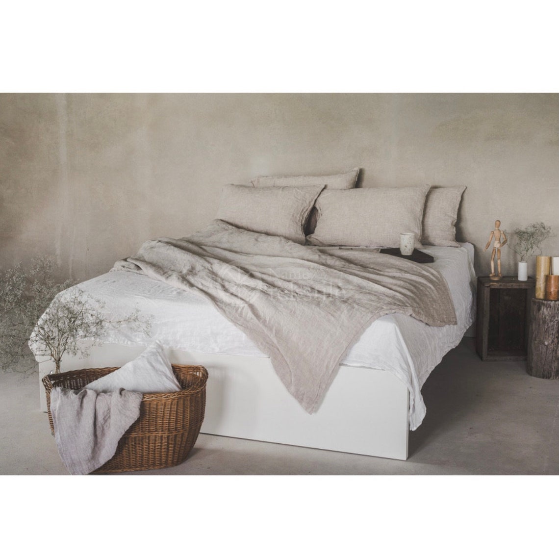 Natural Linen Bed Set Organic Stonewashed Pure Natural Linen Bedding Linen 100 Eco Linen Gift