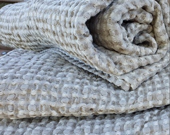 Asciugamano in semilino a nido d'ape, telo mare in lino ammorbidito, telo da viaggio, asciugamano da bagno in lino, teli da bagno, asciugamano da sauna in lino, 70 x 140 cm, regalo ecologico