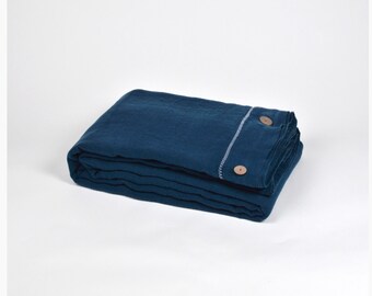 Pure natural dark blue linen duvet cover organic stonewashed linen duvet cover linen 100% eco linen 220x240cm/87x94 in
