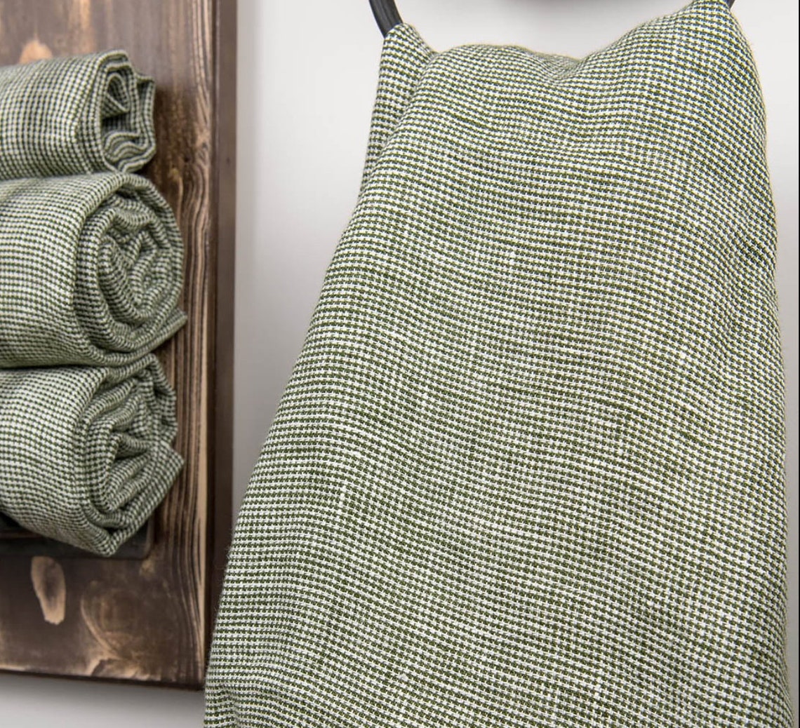 Pure Natural Linen Towel in Waffle Green Color Hand Face Etsy UK