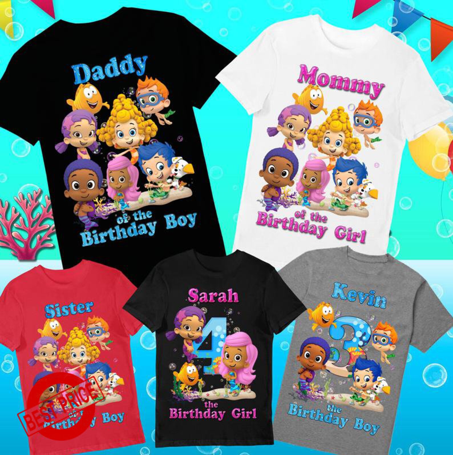 Bubble Guppies Birthday Shirt Family Matching Shirts Etsy