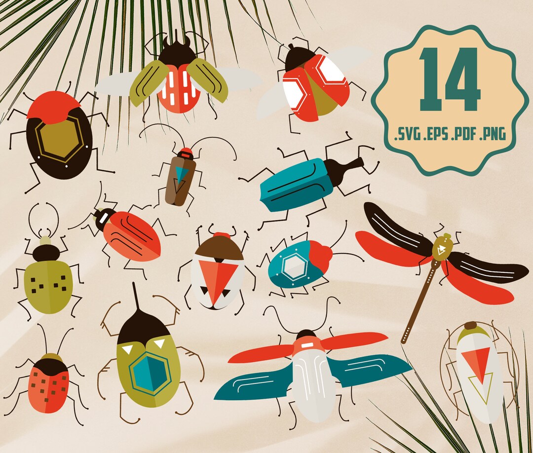 Insects Digital Design SVG Set, Bugs Geomentric Design EPS Collection ...