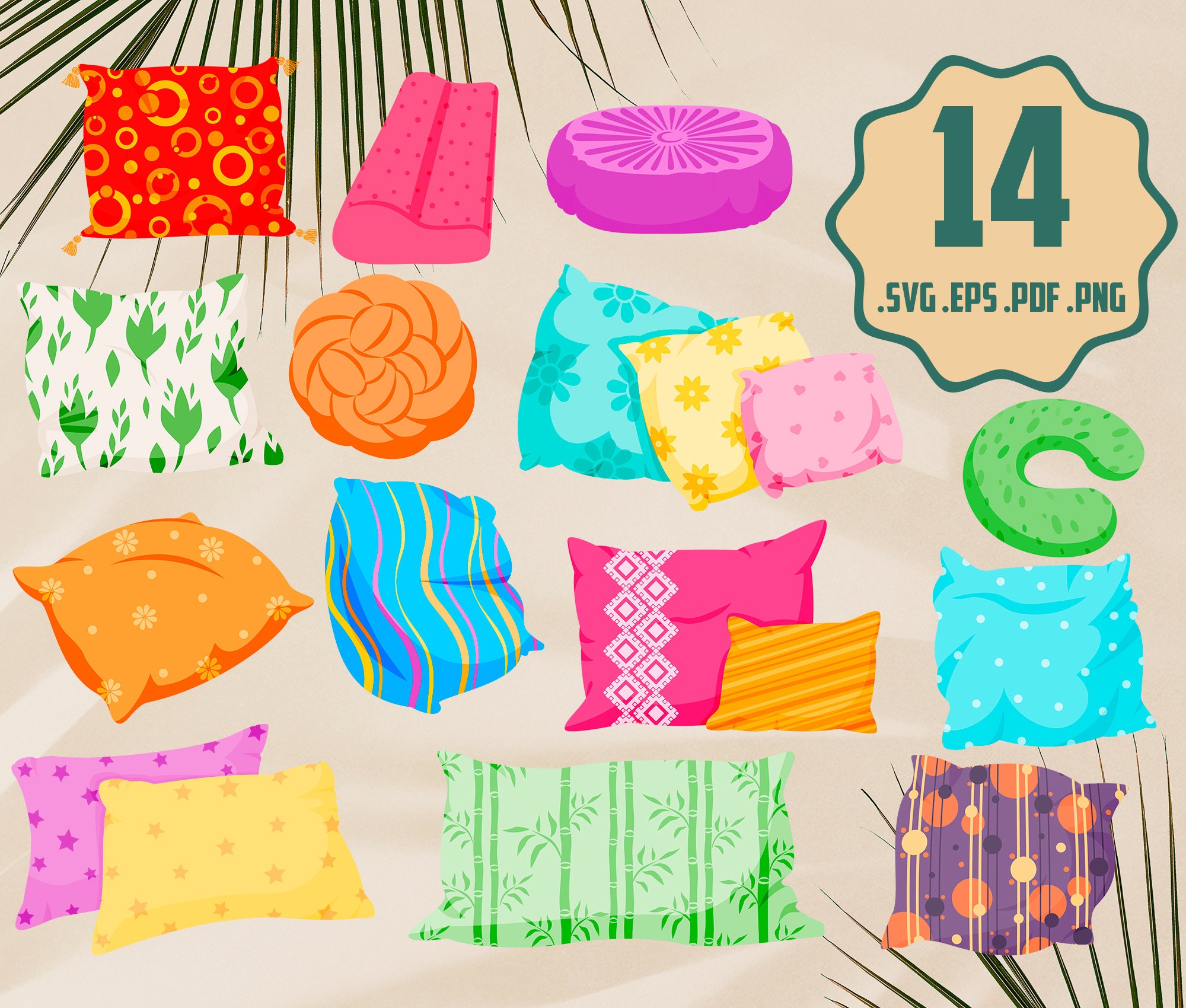 Pillow SVG Set Pillow Decoration EPS Collection Cute Pillow - Etsy