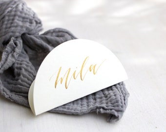Name tag wedding semicircle, gold plated, uncoated paper, place cards Circular, can be set up