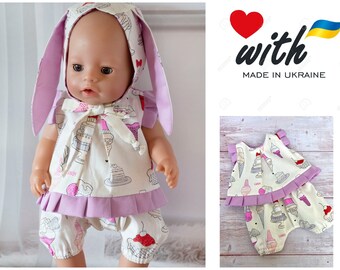 DRESS & CARDIGAN CLOTHES SET FOR BABY ANNABELL 43CM DOLL 