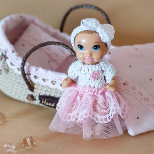 Tiny doll clothes for mini doll 2.75"- 3 inch / Silicon mini baby doll outfit 2/5 - 3 inch/ Mini baby doll dress / Micro clothes for doll 3"