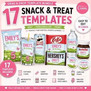 Editable Snack Treat Party Favor Templates Bundle (Digital Download)