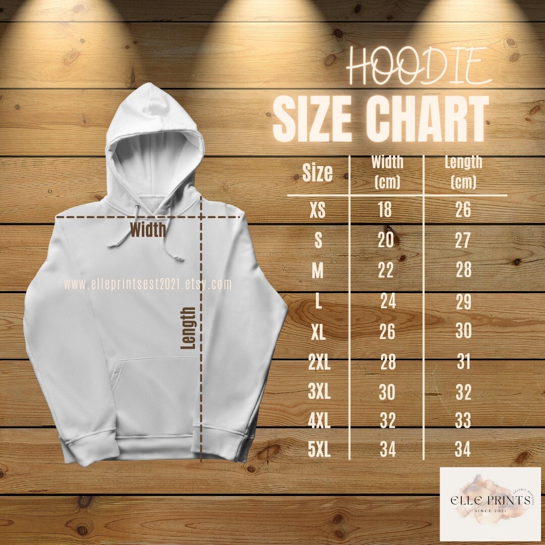 Gildan G185 Hoodie Size Chart Printable Digital Download for Perfect