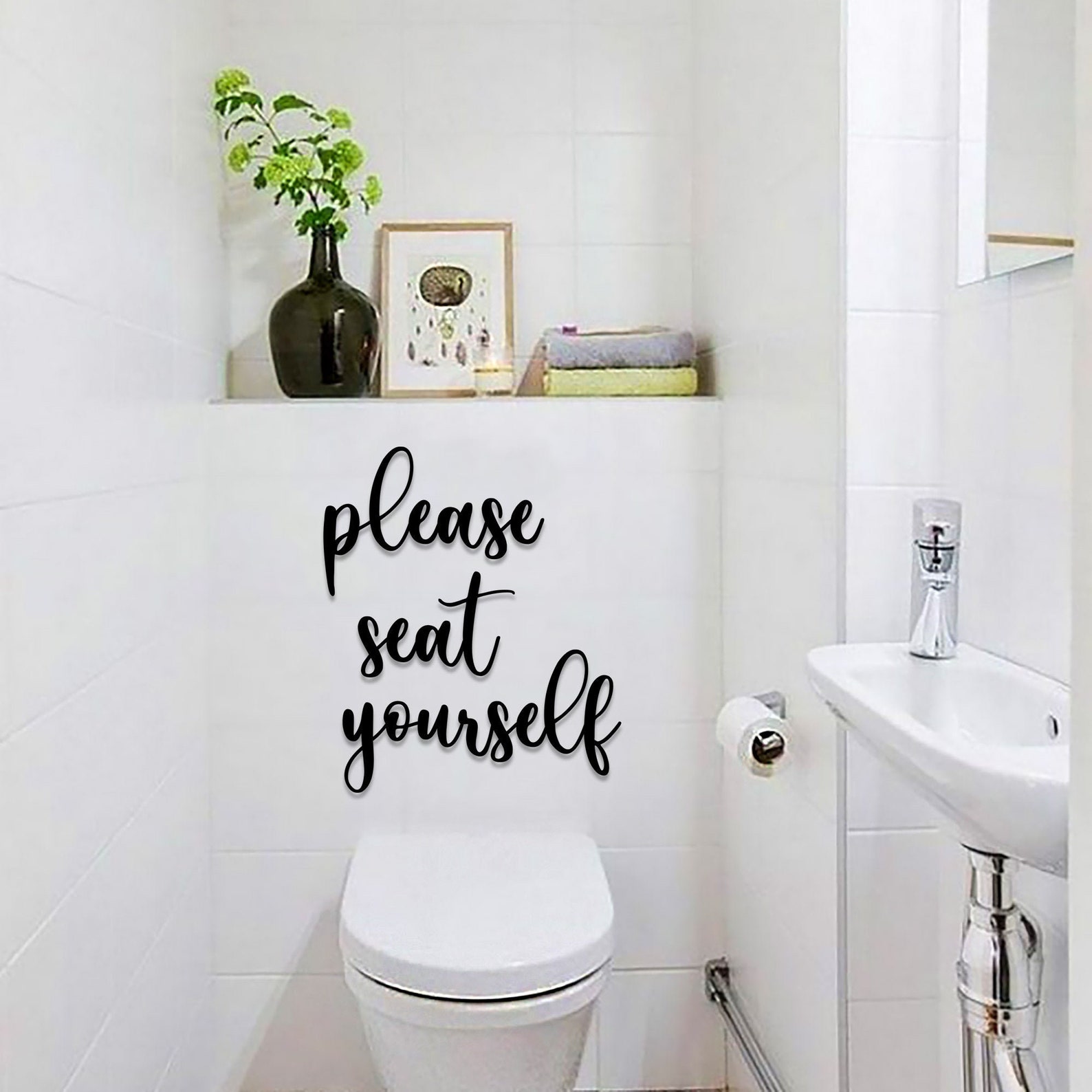 Badezimmer Wanddekoration Bitte setzen Sie sich selbst Metall | Etsy