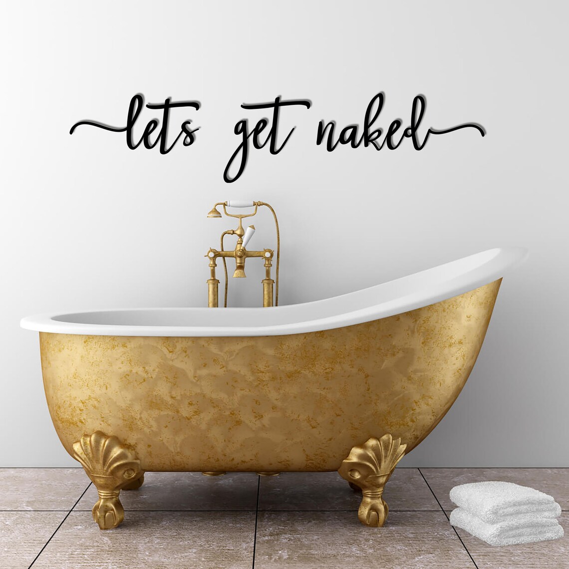 Lets Get Naked Metal wall art Bathroom wall decor Etsy