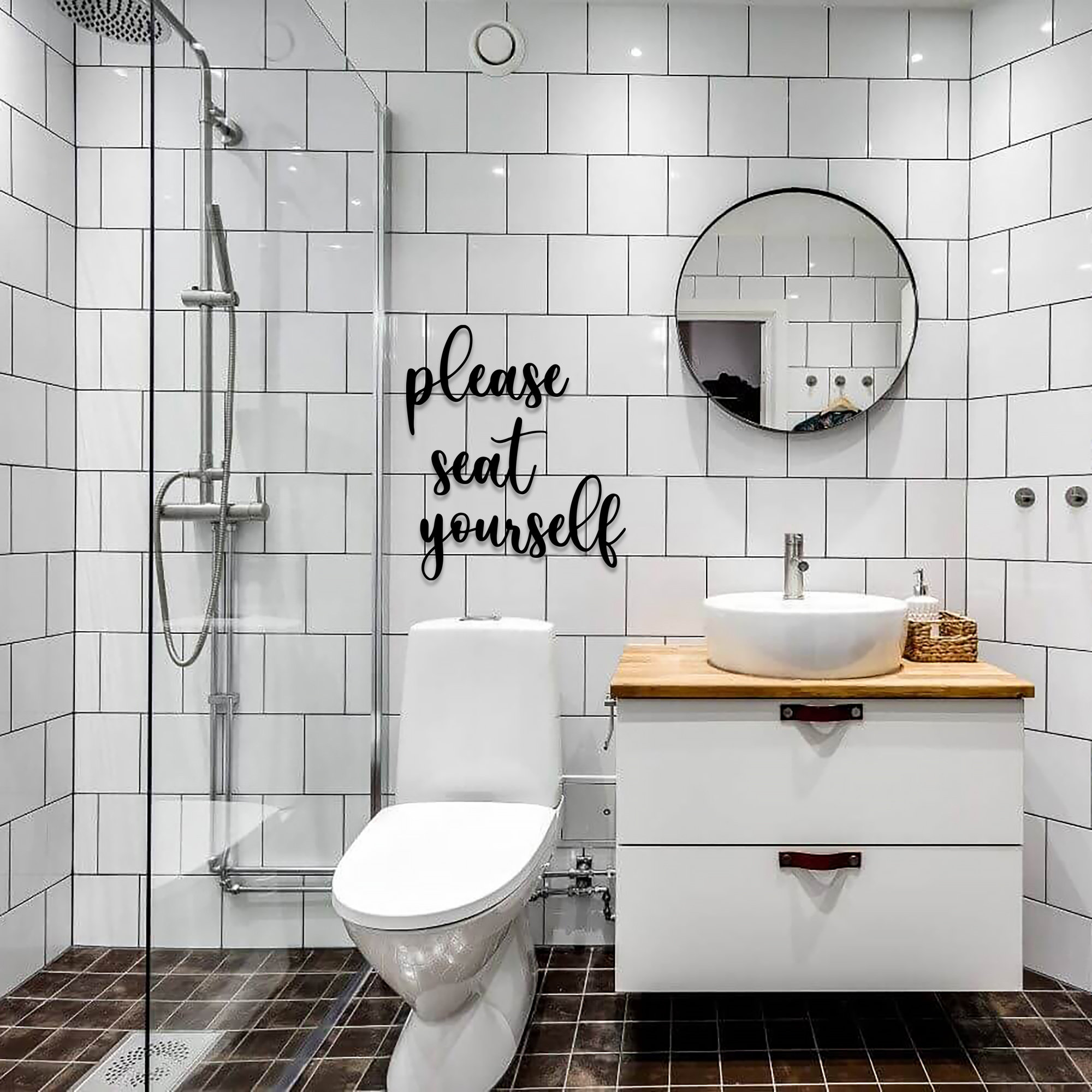 Badezimmer Wanddekoration Bitte setzen Sie sich selbst Metall | Etsy
