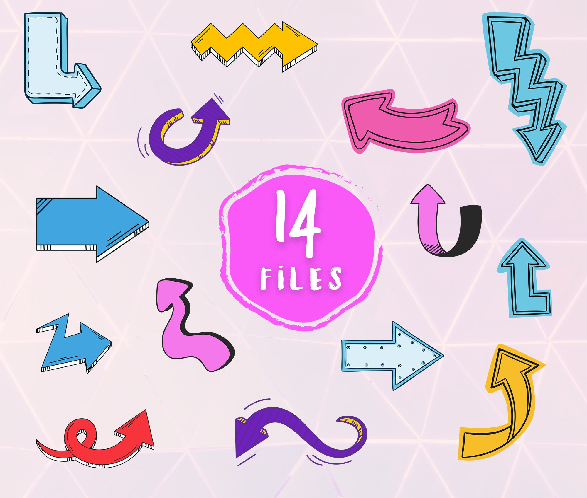Arrow Direction SVG Illustration Bundle, Arrow Vector Art Set, Cartoon ...