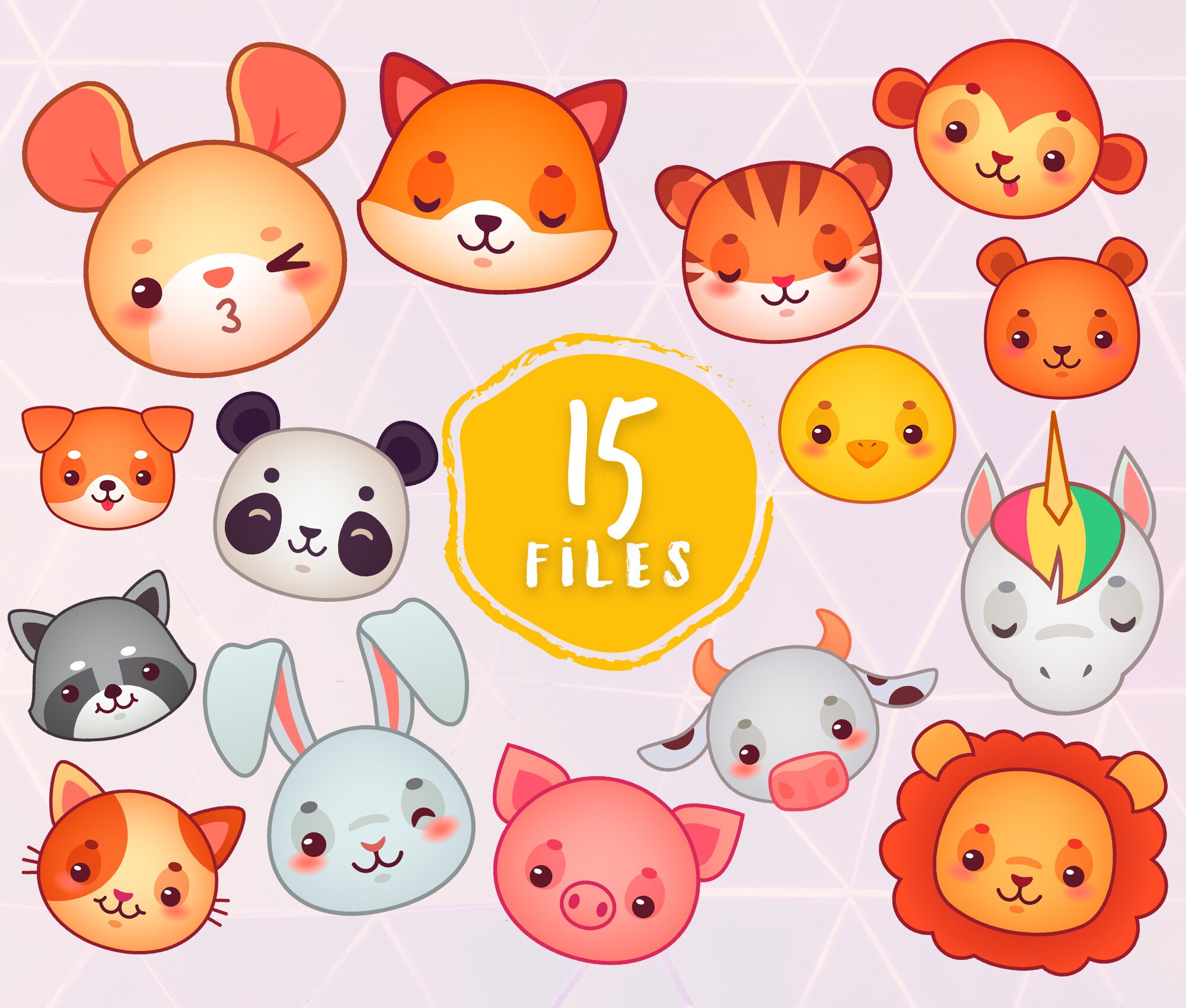 Cute Kawaii Animal SVG Illustration Bundle Adorable Animal | Etsy