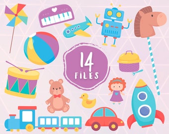 Kids Toys SVG Set, Cute Baby Toys Digital Files Collection, Kids Toys EPS Bundle