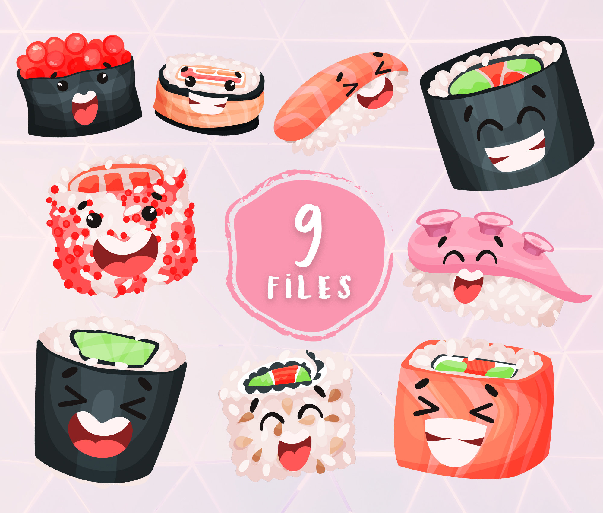 Sushi Ai Sushi Clipart Kawaii Sushi Clipart Kawaii Svg Etsy Israel ...