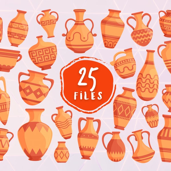 Ancient Vase SVG Bundle,  Old Amphora EPS Set, Amphora Vector Art, Greek Vase EPS Collection