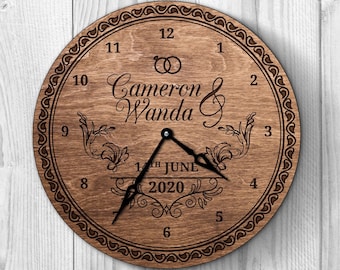 Anniversary wall clock, Anniversary gifts for couples 1 year, Engraved clock, Couple clock, Anniversary gifts for couples 10 years