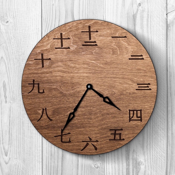 Japanische Wanduhr, Kanji-Wanduhr, Kanji-Wanddekor, asiatische Wanduhr, Zen-Wanduhr, japanische Wanddekoration, japanische Hauskunst