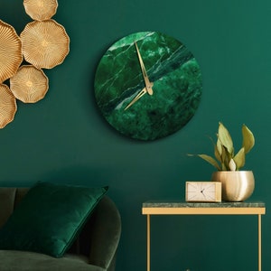 Green marble wall clock, Modern wall clock, Beautiful wall clock, Luxury clock, Oversized clock, Minimalist clock, Large wall clock