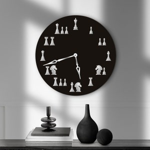 Chess wall clock, Unique clock, Decorative clock, Chess lovers gift, Chess player gift, Oversized wall clock, Chess wall decor, Chess art