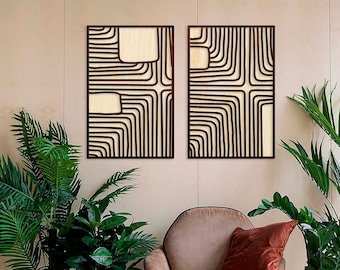 Abstract wood wall art, Geometric wood wall art set, Wood wall art panels large, Wooden wall art geometric, Abstract wood wall decor