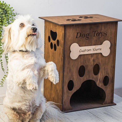 Wood Dog Toy Box / Wooden Dog Toys Storage Bin / Pet Toy Etsy