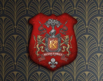 Custom family crest sign, Coat of arm shield, Family shield, Wood emblem,Heraldic shield,Wood shield,Wood crest,Family surname,Surname crest
