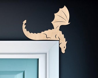 Wooden Dragon Door Frame Decor, Dragon Door Corner Topper, Custom Dragon Door Trim, Over the Door Hanging Sign, Dragon Wall Accent