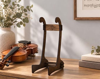Personalized Wooden Violin Stand, Custom Engraved Violin Holder, Fiddle Display Stand, Musical Instrument Storage, Musician Gift